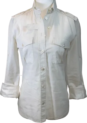 00's White Military Style Button Up Blouse by Dolce & Gabbana