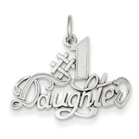 #1 Daughter Charm in 14k White Gold