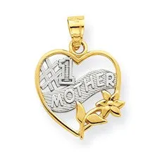 #1 Mother Heart Charm in 10k Yellow Gold