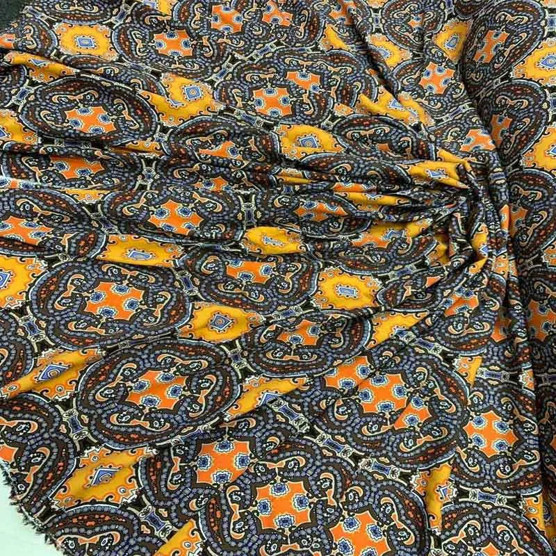 100% Rayon Challis Multi-color Eurasian Inspired Print Soft Organic Flowy Fabric