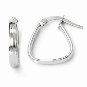 10K White Gold Polished and Textured Hinged Hoop Earrings