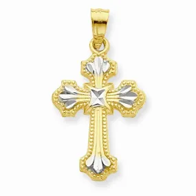 10k Yellow Gold & Rhodium Diamond-Cut Cross pendant