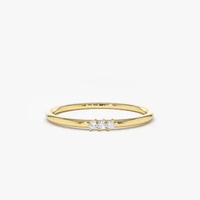 14K Gold 3 Stone Minimalist Diamond Ring