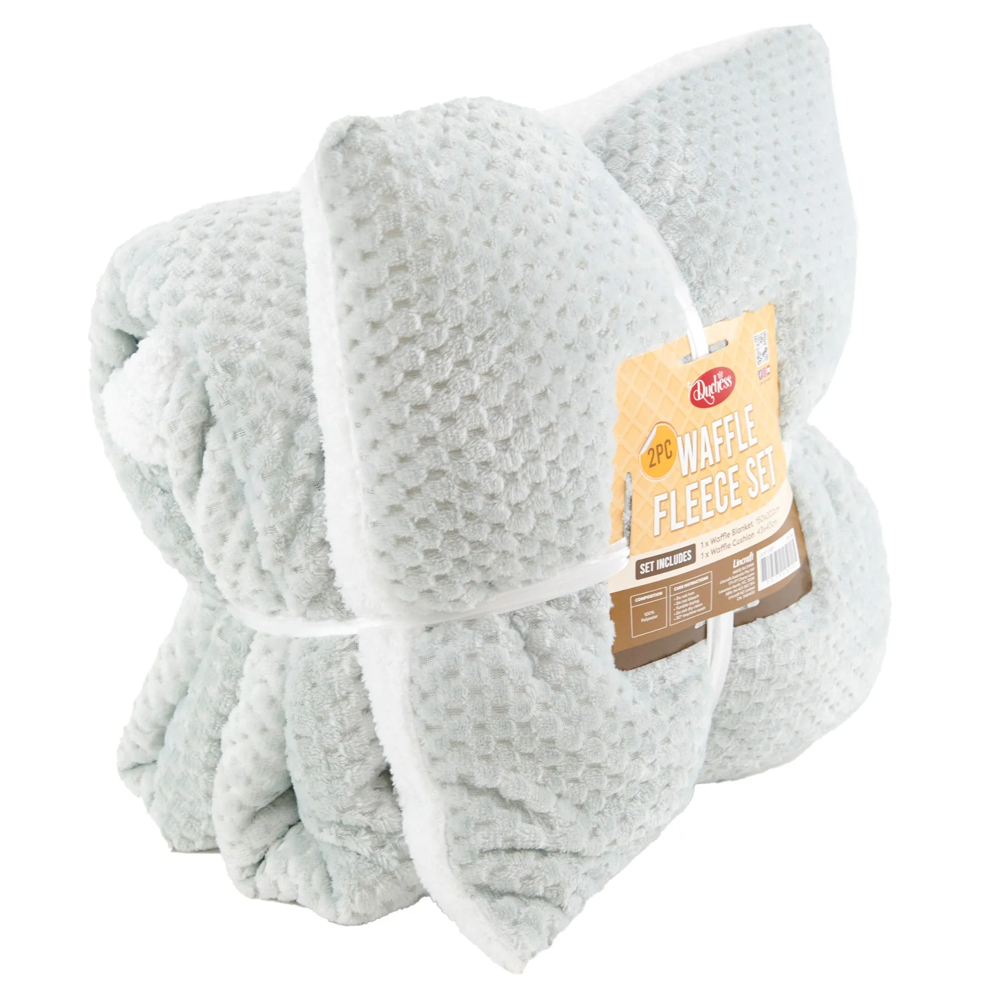 2-Piece Waffle Fleece Set Cushion Throw