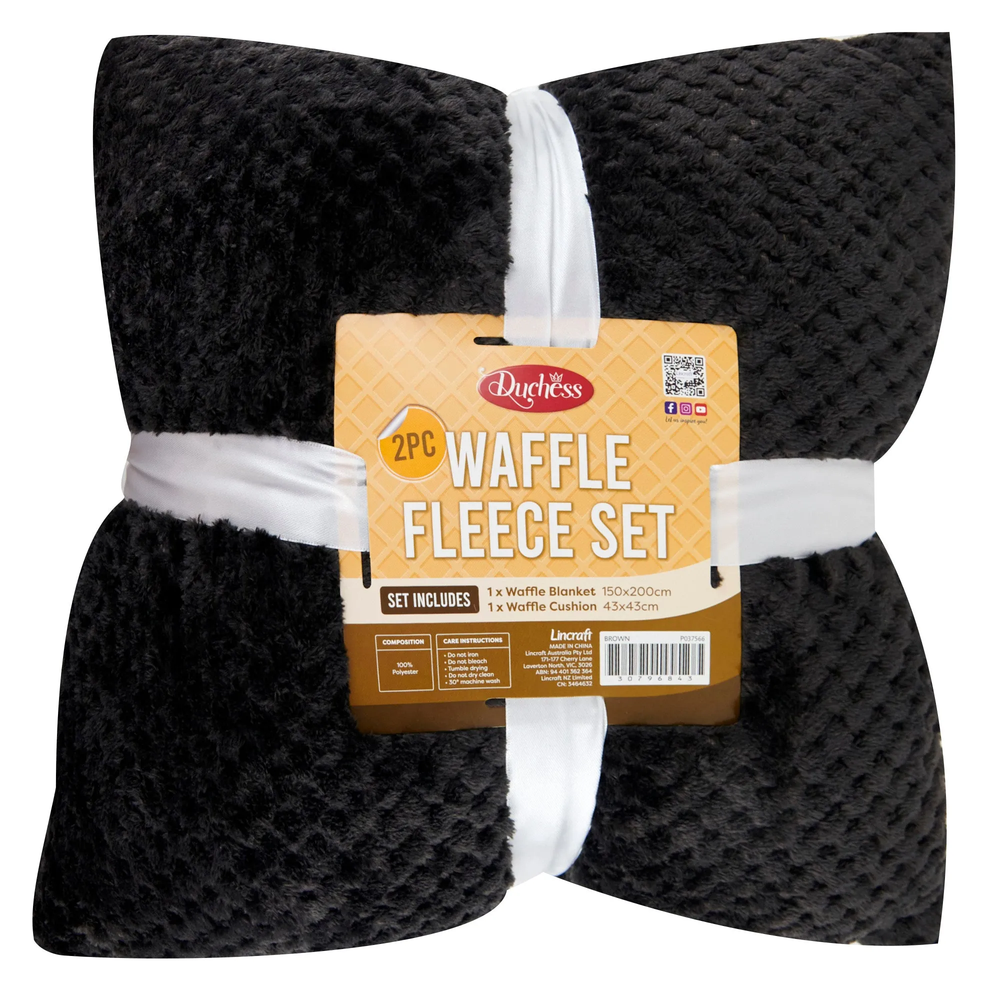 2-Piece Waffle Fleece Set Cushion Throw