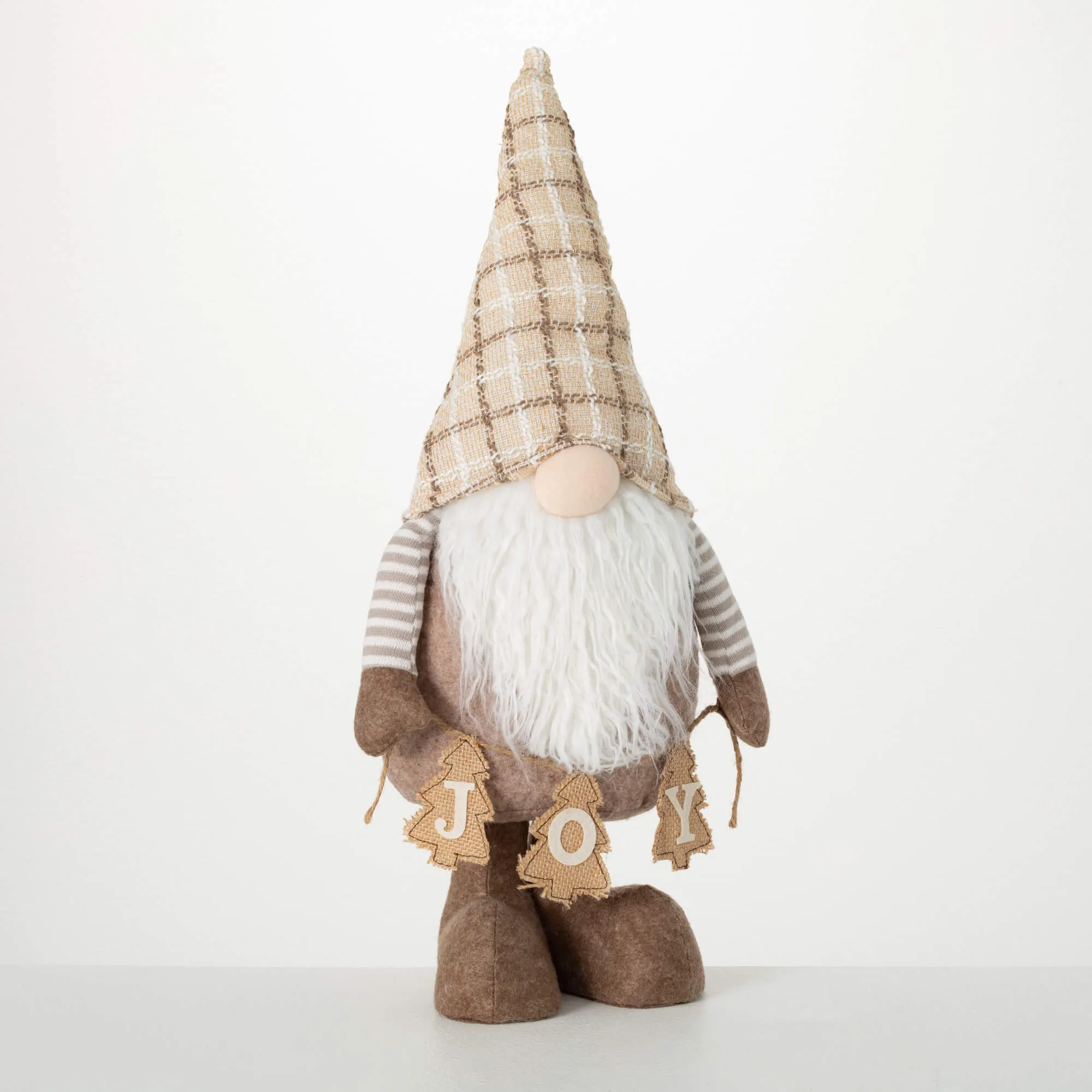 23.5"H Sullivans Cream Plaid Standing Gnome, Christmas Decor, Multicolored