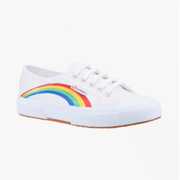 2750 RAINBOW EMBROIDERY Ladies Trainers White/Rainbow