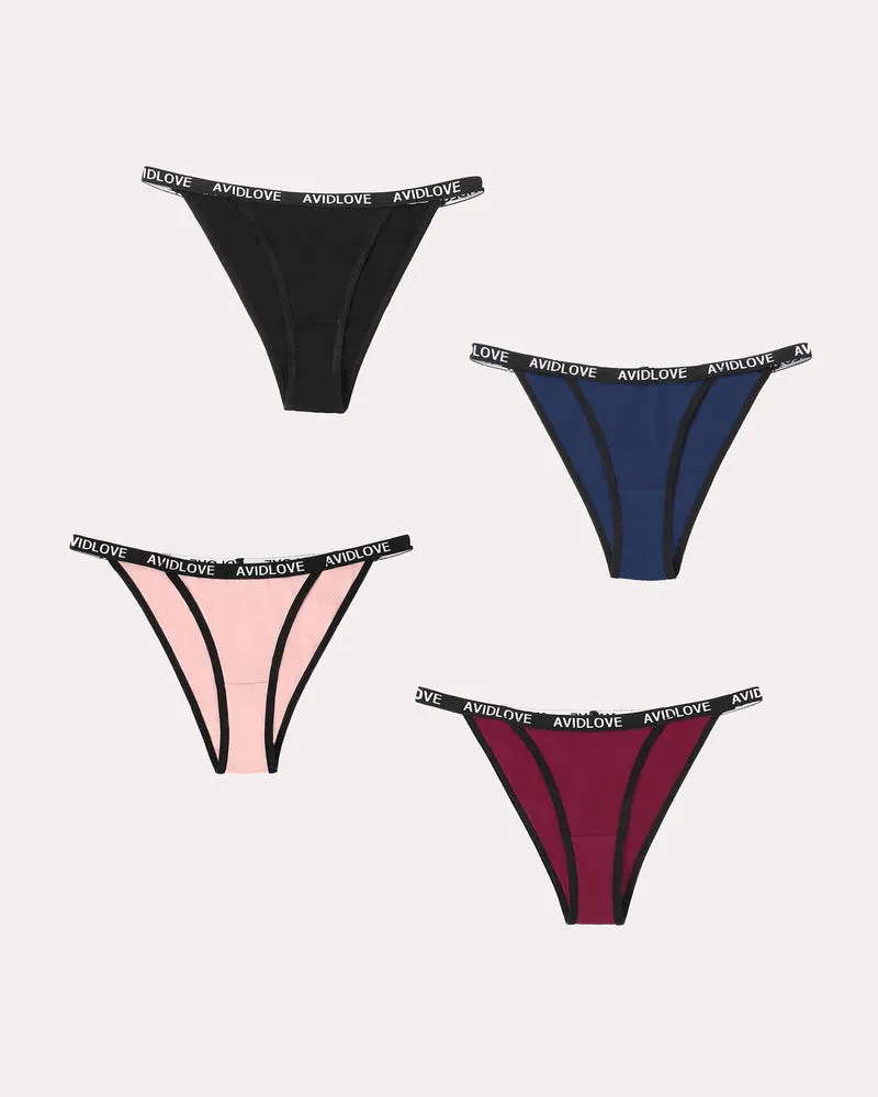 4 Pcs-Cotton String Panties Low Rise Hipster