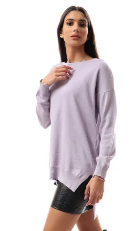 94387 High-Low Winter Long Basic Pullover - Lilac