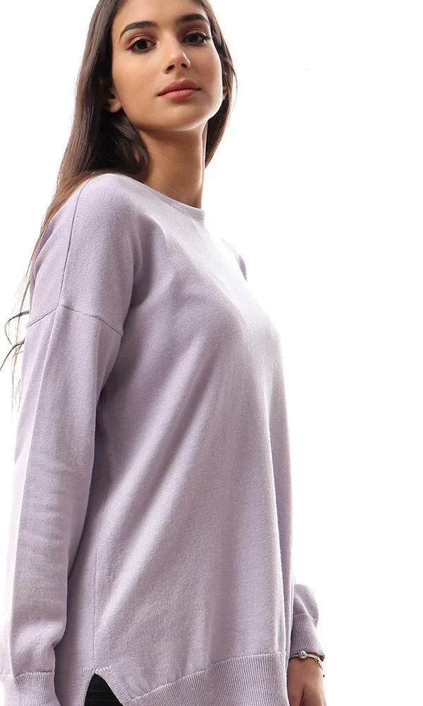 94387 High-Low Winter Long Basic Pullover - Lilac