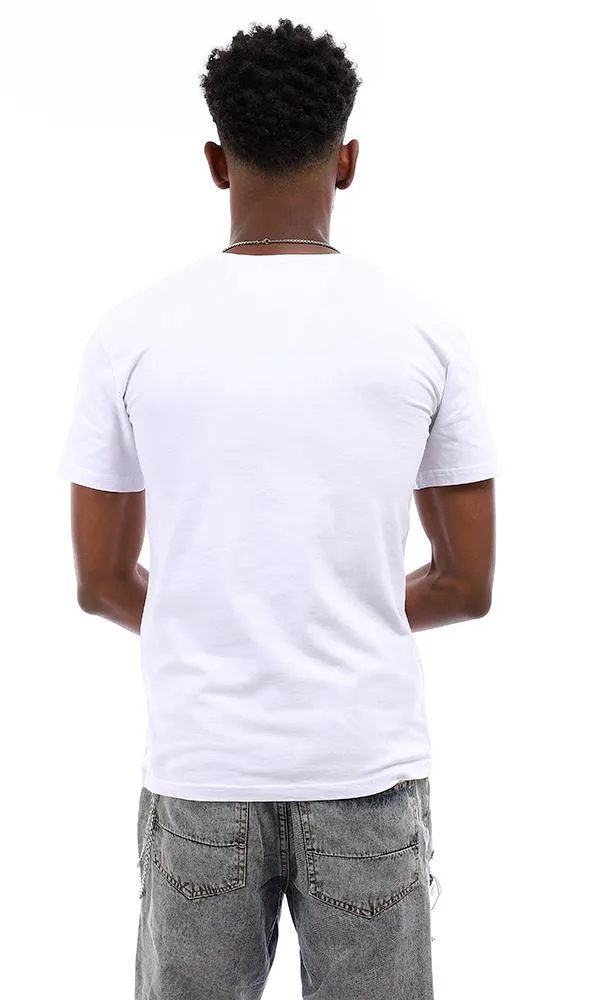 94728 V-Neck Solid Comfy Basic T-Shirt - White