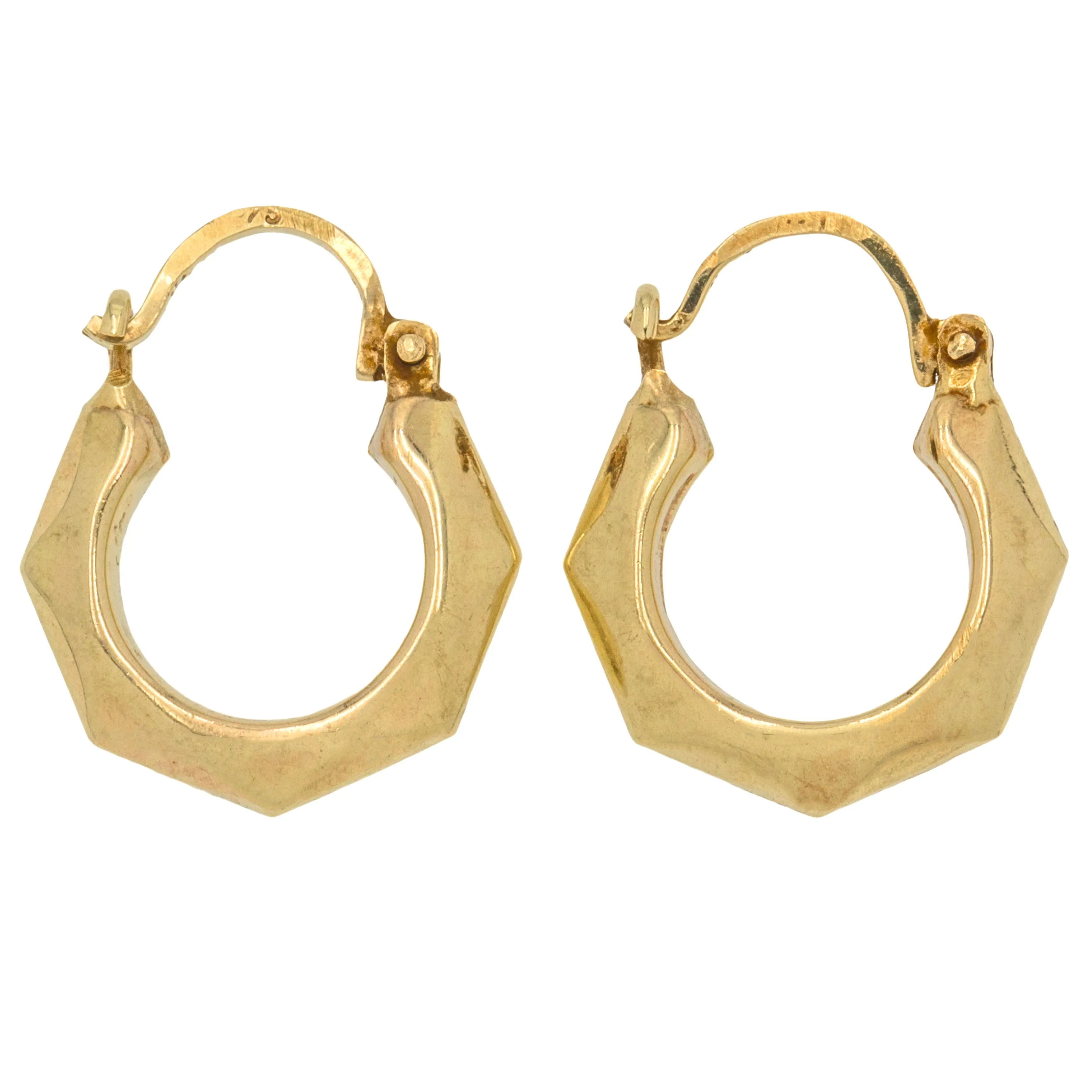 9ct Gold Faceted Huggie Hoop Earrings