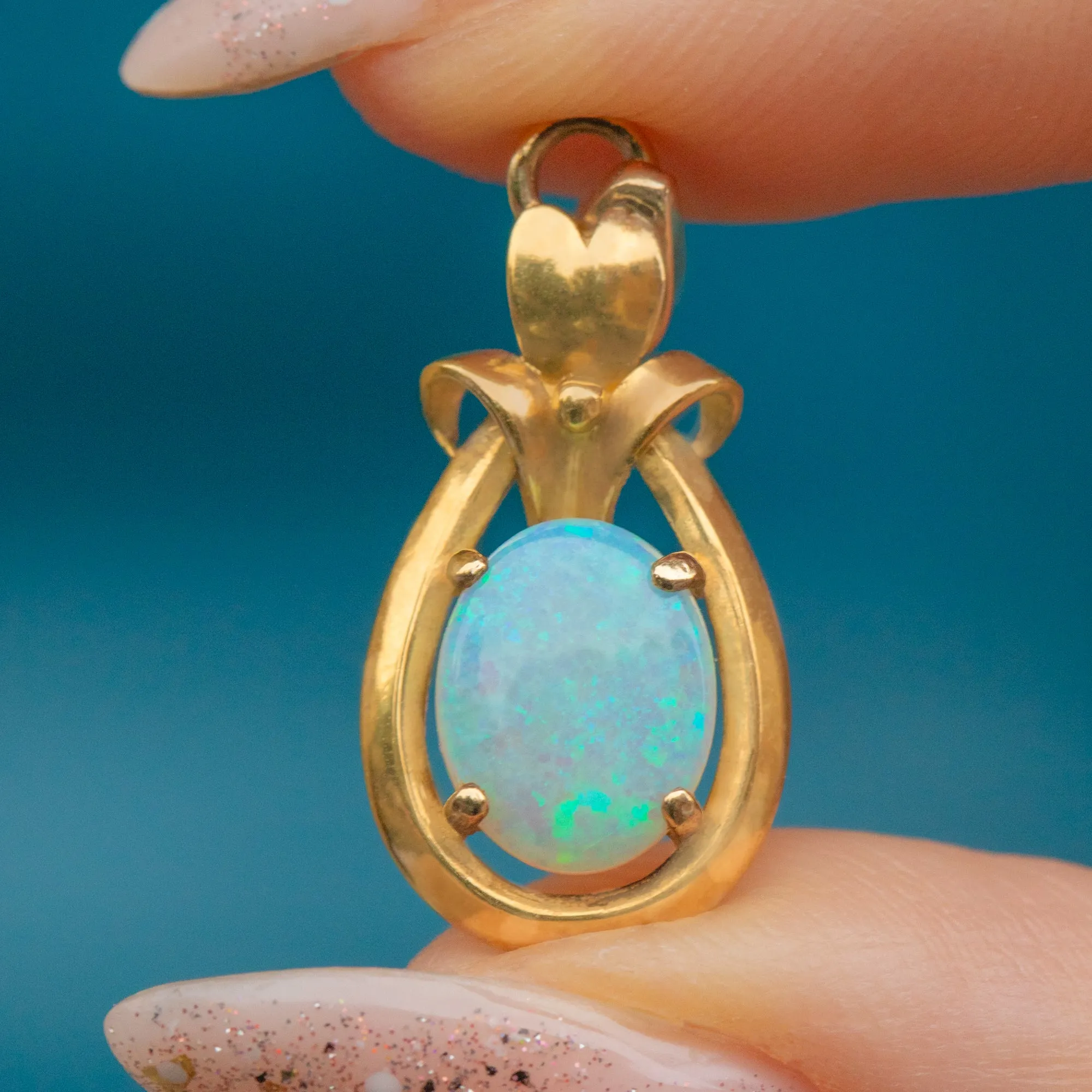 9ct Gold Natural Solid Opal Pendant, 0.70ct