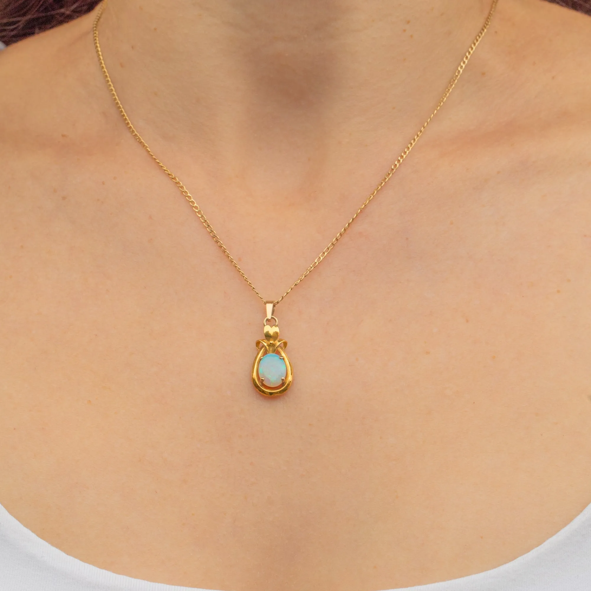 9ct Gold Natural Solid Opal Pendant, 0.70ct