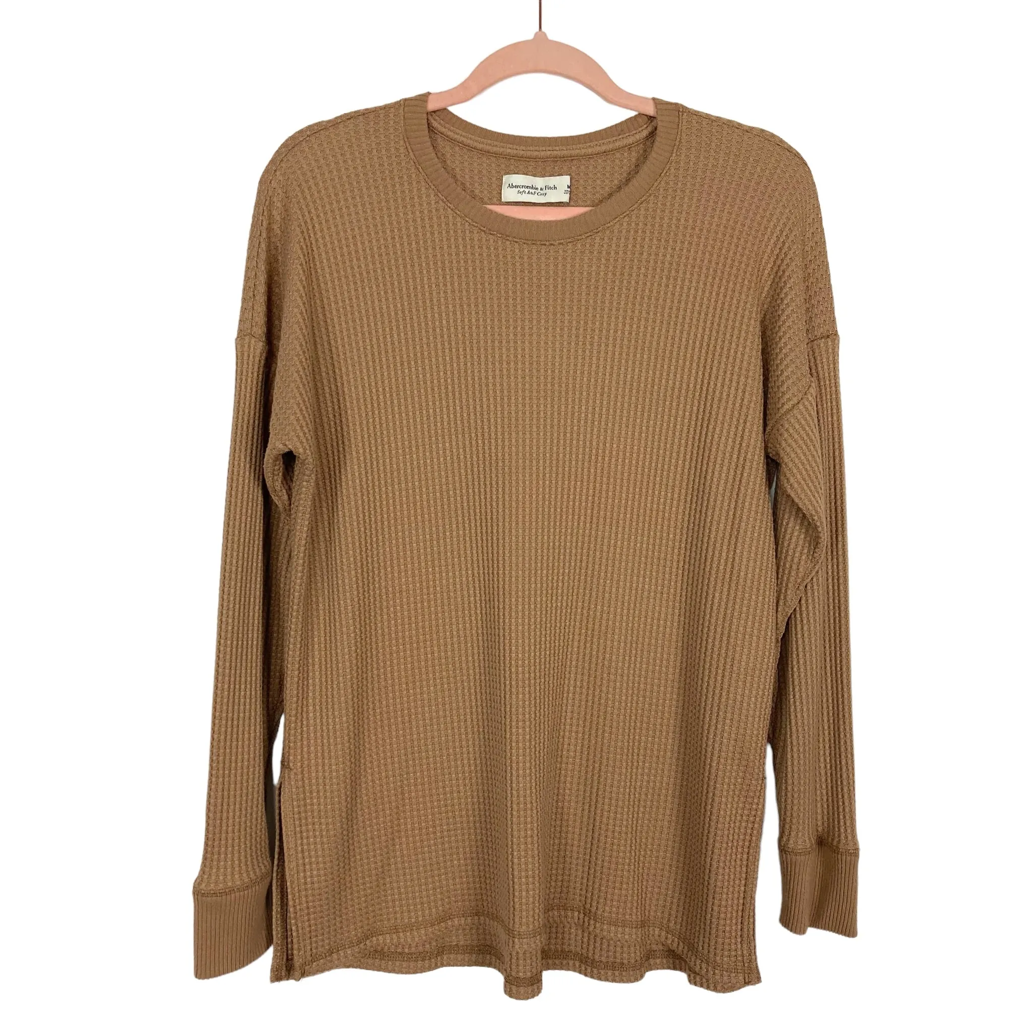 Abercrombie & Fitch Brown Cozy Waffle Knit Crew Top- Size M (sold out online)