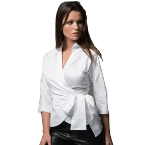 Abigail White Wrap Around Blouse