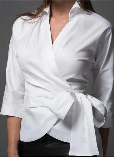 Abigail White Wrap Around Blouse