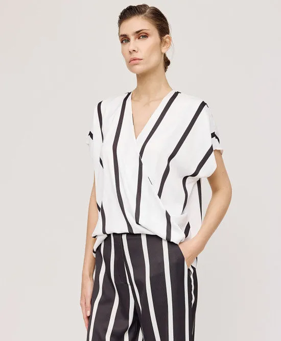 Access Fashion Wrap Striped Blouse