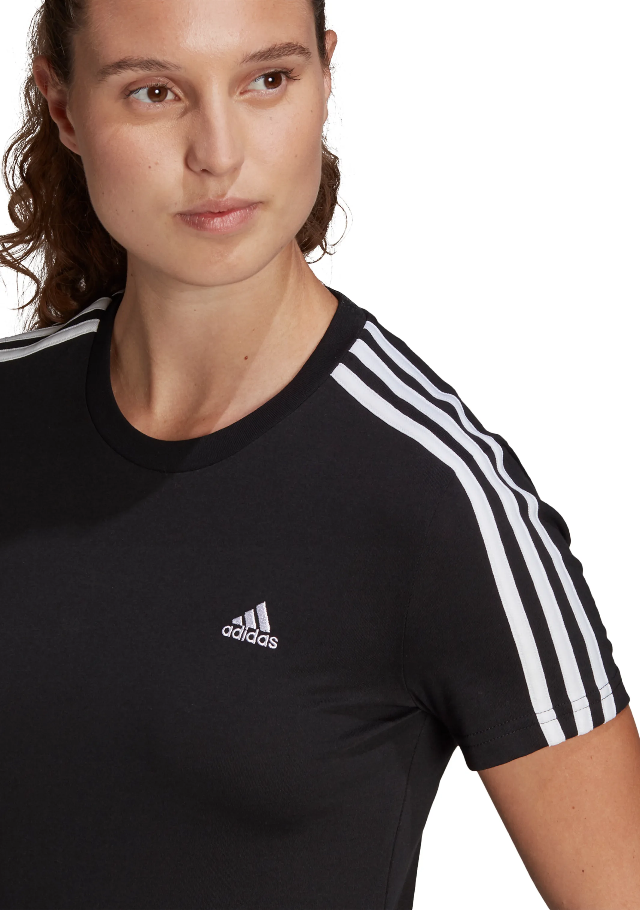 Adidas Womens 3 Stripe Tee <BR> GL0784