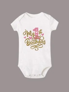 Adorable "My 1st Birthday" Baby Girl Romper - Princess Bodysuit