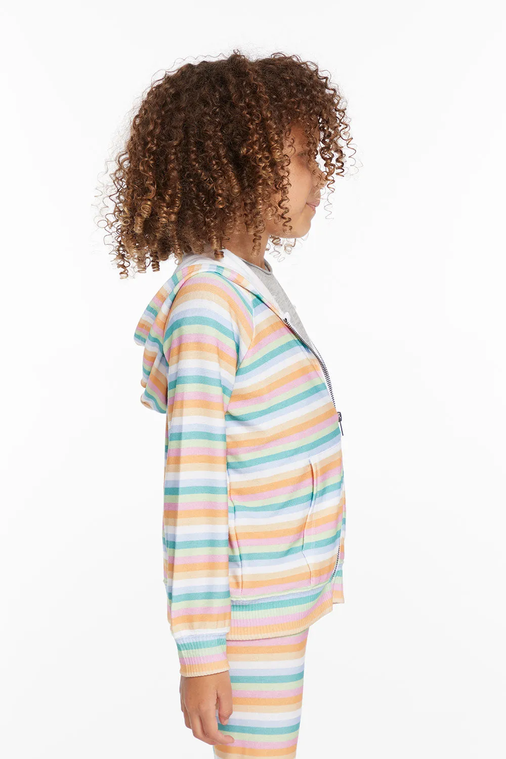 Alana Sunset Stripe Girls Zip Up Hoodie