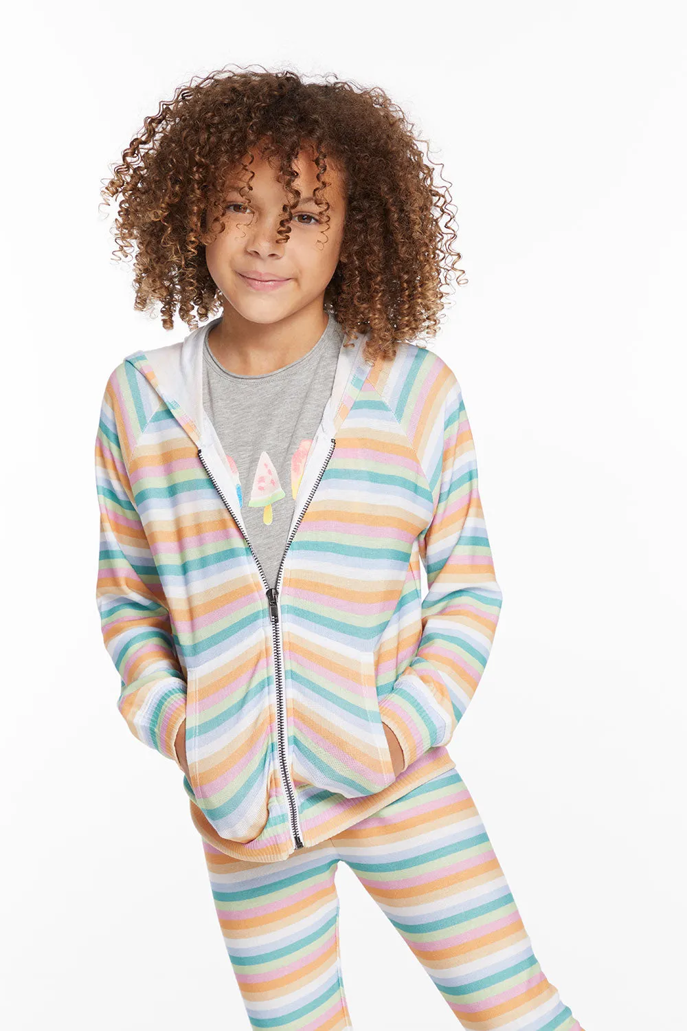 Alana Sunset Stripe Girls Zip Up Hoodie