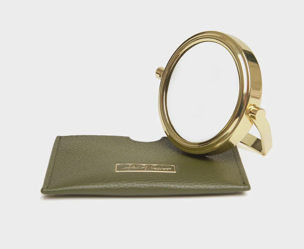 Alice Wheeler Travel Mirror & Case - 7x Magnification Olive