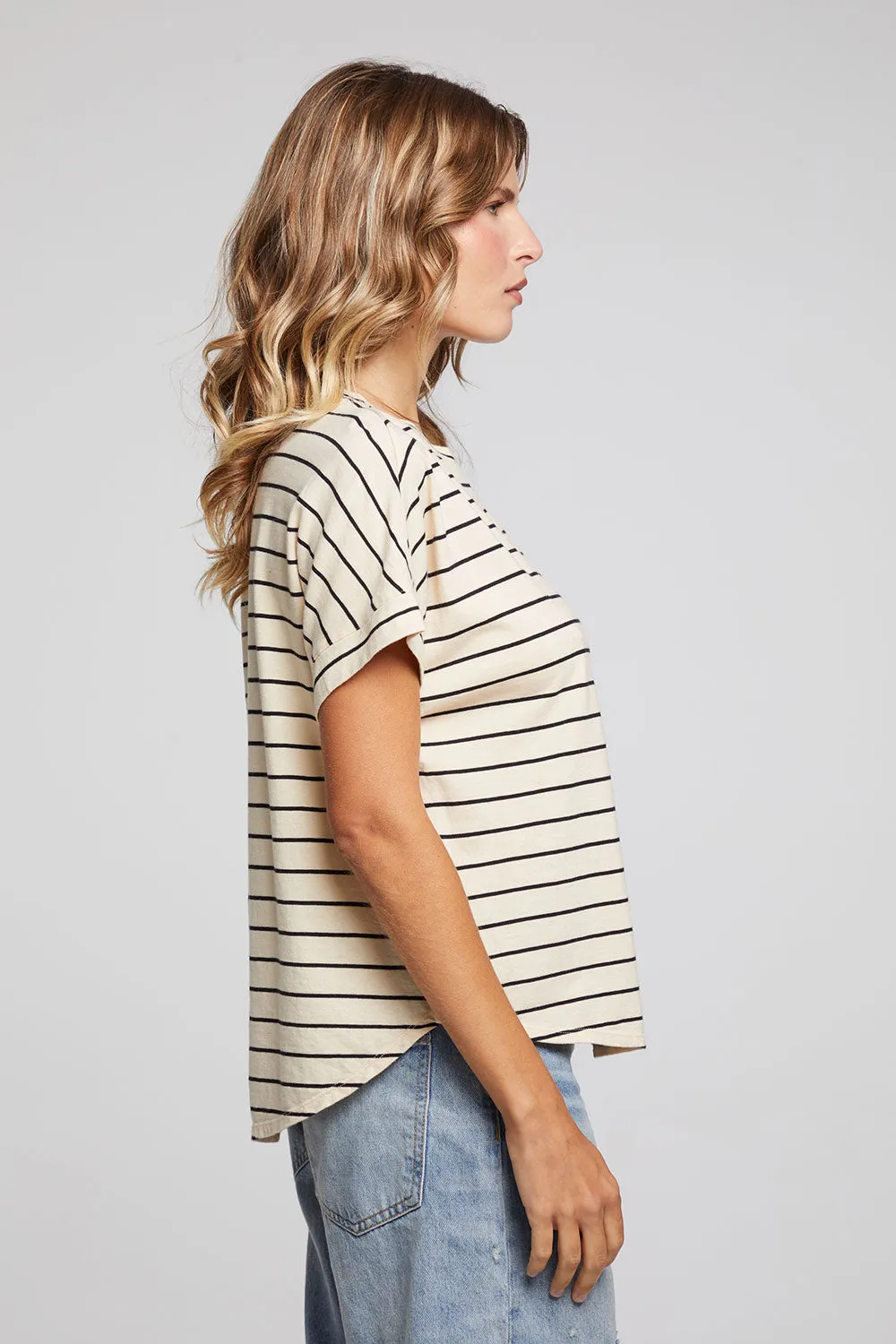 Amber Black and Sand Stripe Tee