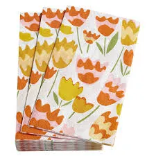 Annie Selke Orange Tulips Napkins - Cocktail or Guest Towels