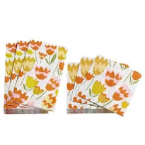 Annie Selke Orange Tulips Napkins - Cocktail or Guest Towels