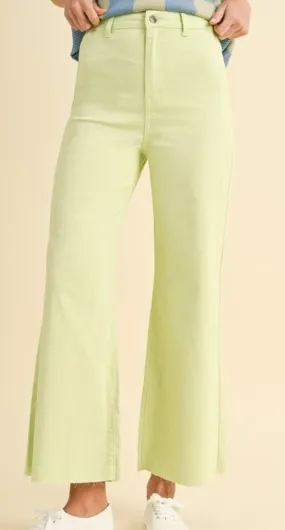 Annie Wide Leg Stretch Denim Jeans Acid Yellow