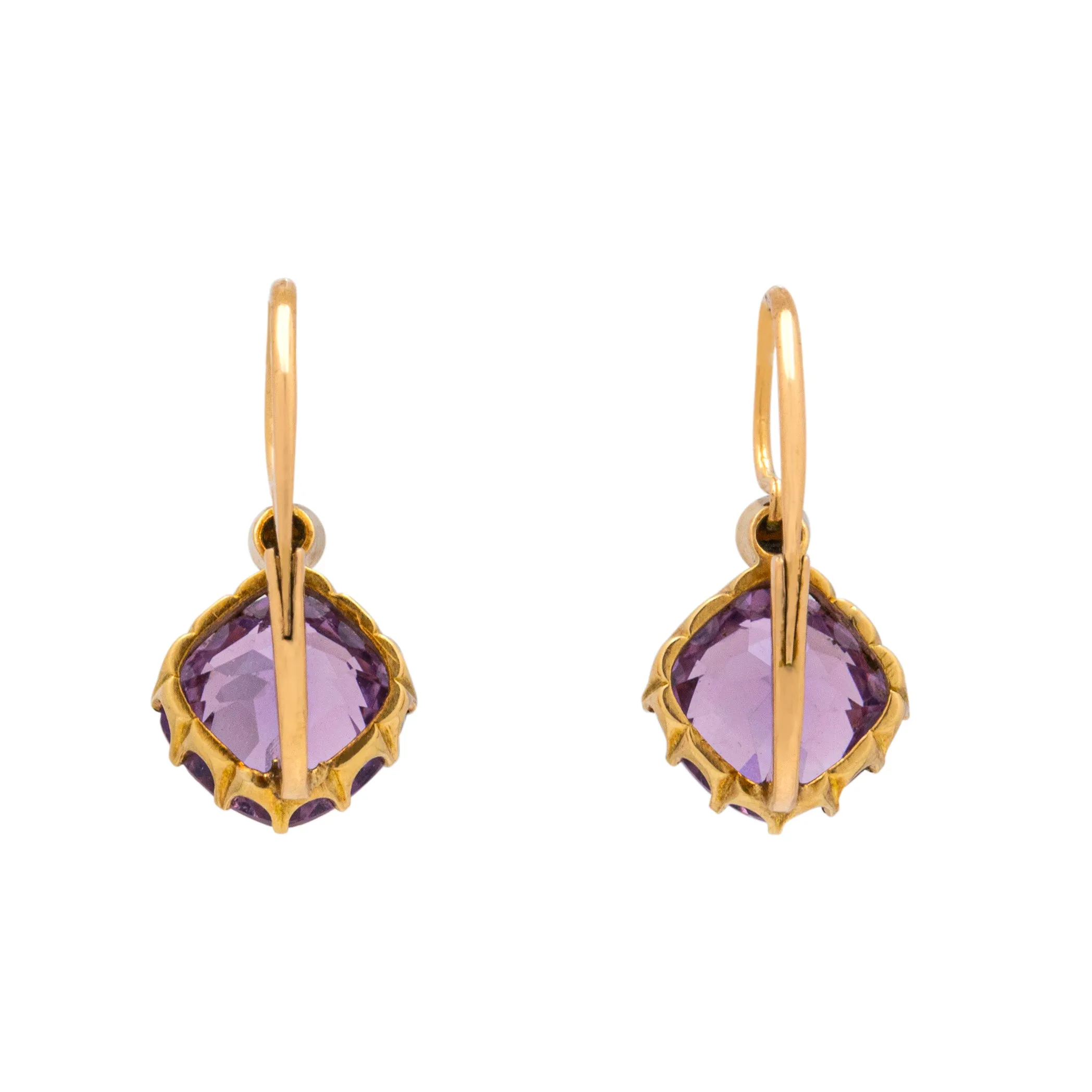 Antique 15ct Gold Amethyst Pearl Dormeuse Earrings, 4.28ct