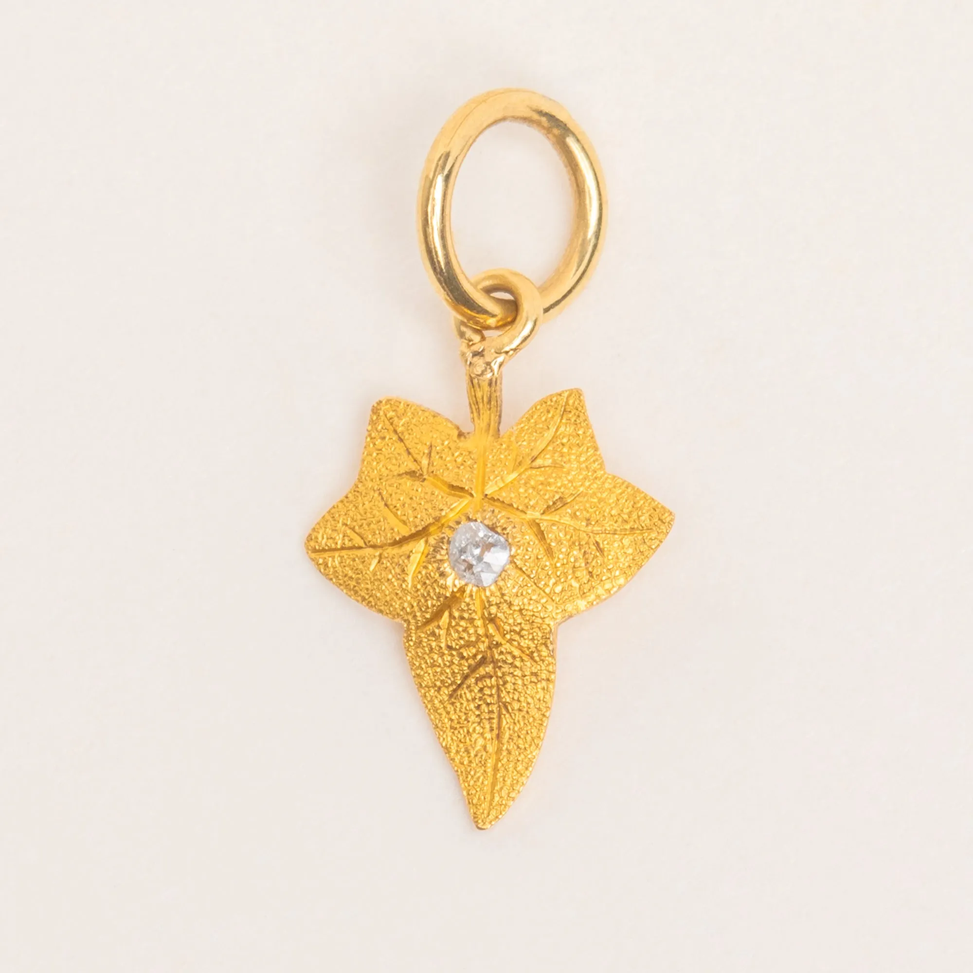 Antique 18ct Gold Ivy Leaf Diamond Charm