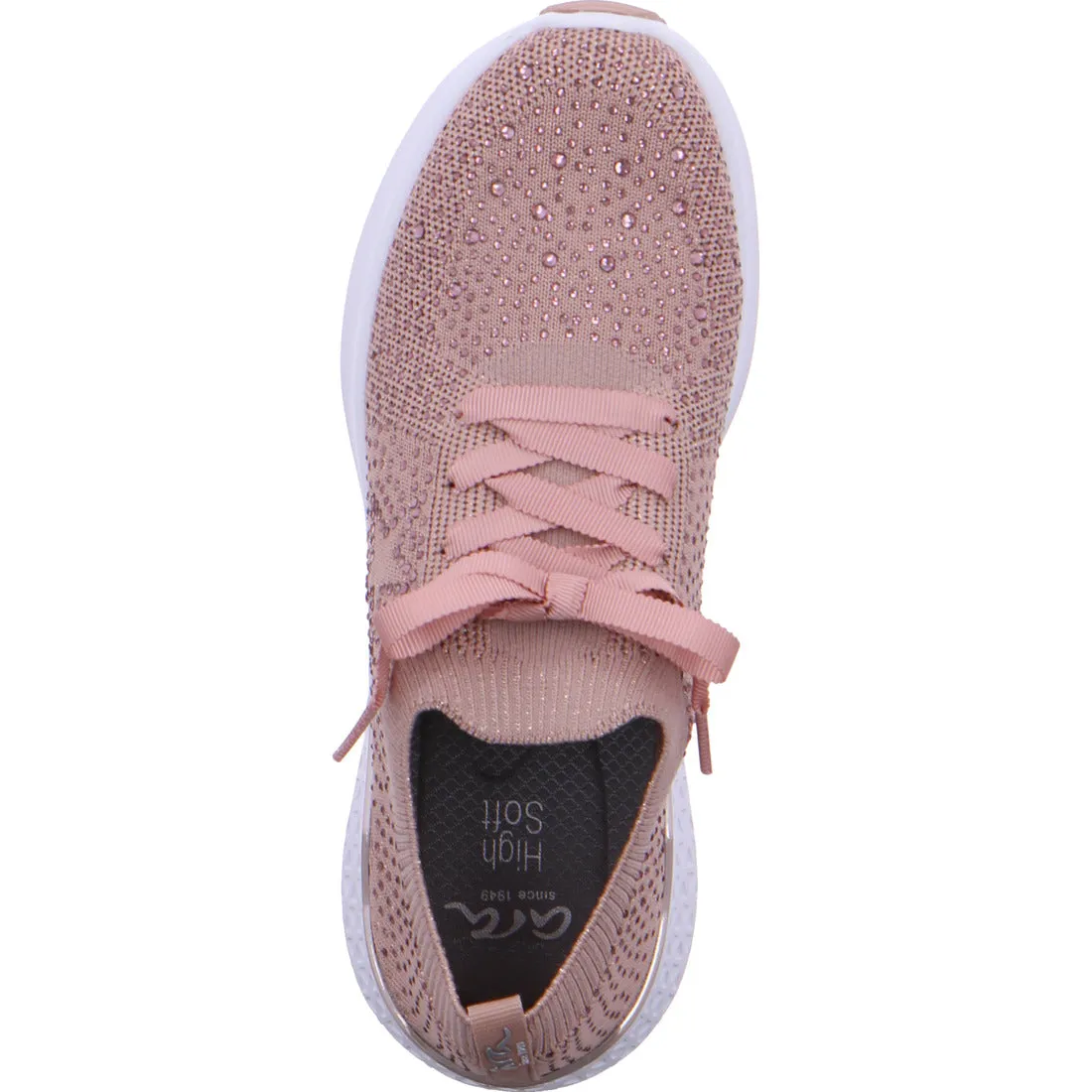 Ara Ladies Woven Stretch Lace Up Sneaker Pink