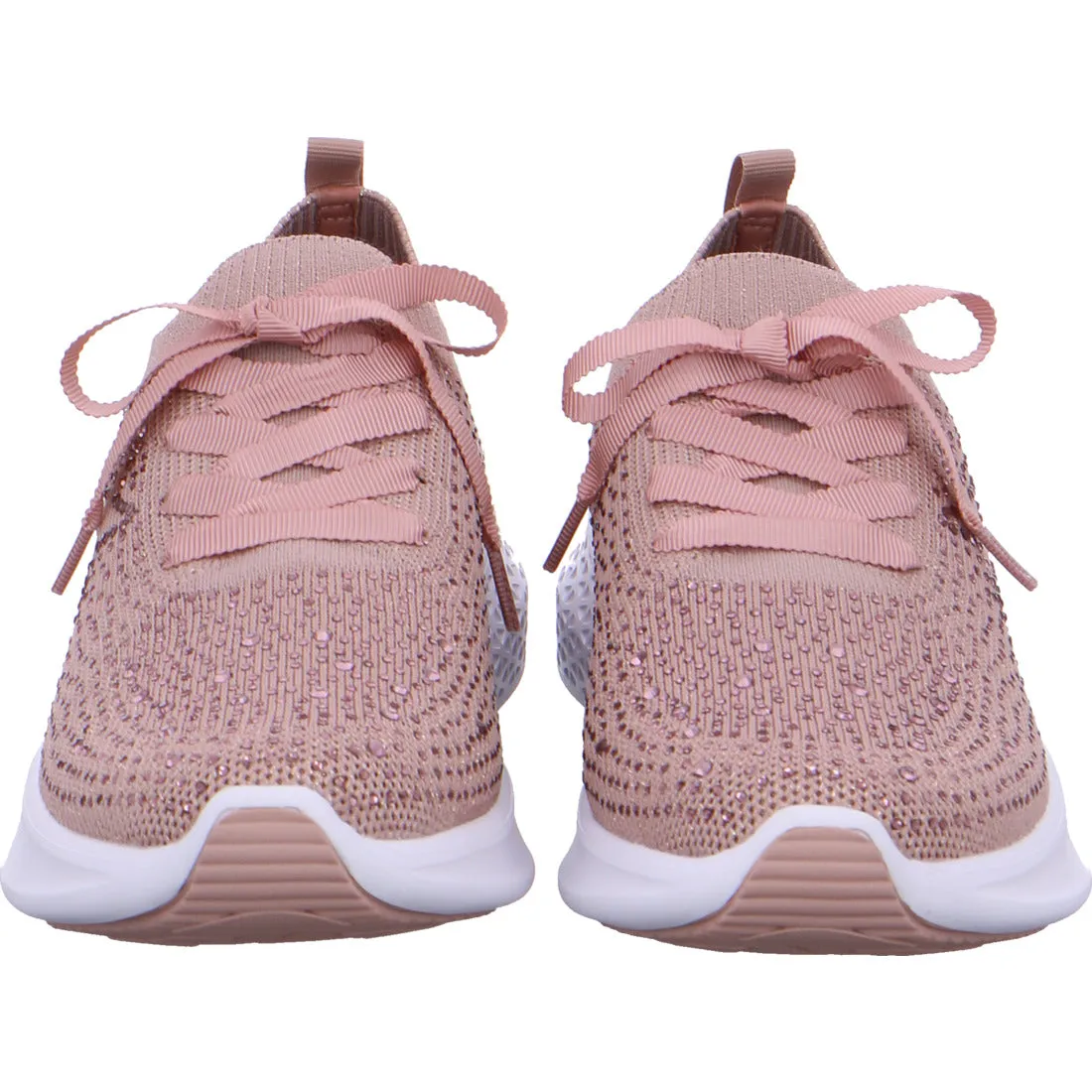 Ara Ladies Woven Stretch Lace Up Sneaker Pink