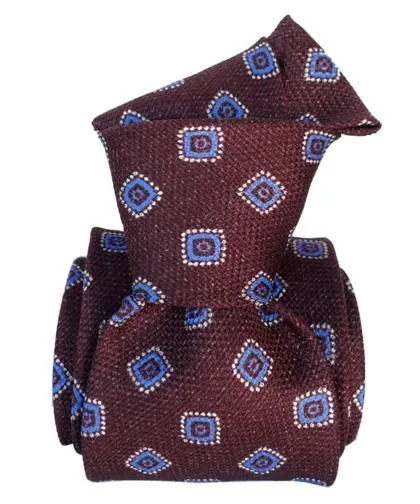 Argegno Foulard Silk Tie, Burgundy / Blue