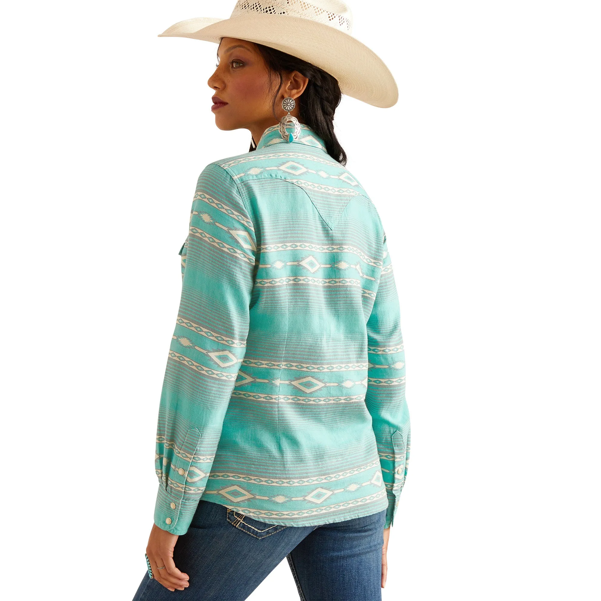 Ariat Ladies Jadeite Jade Blue Western Button Down Shirt 10048700