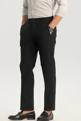 Ash Black Plain Slim Fit Trousers