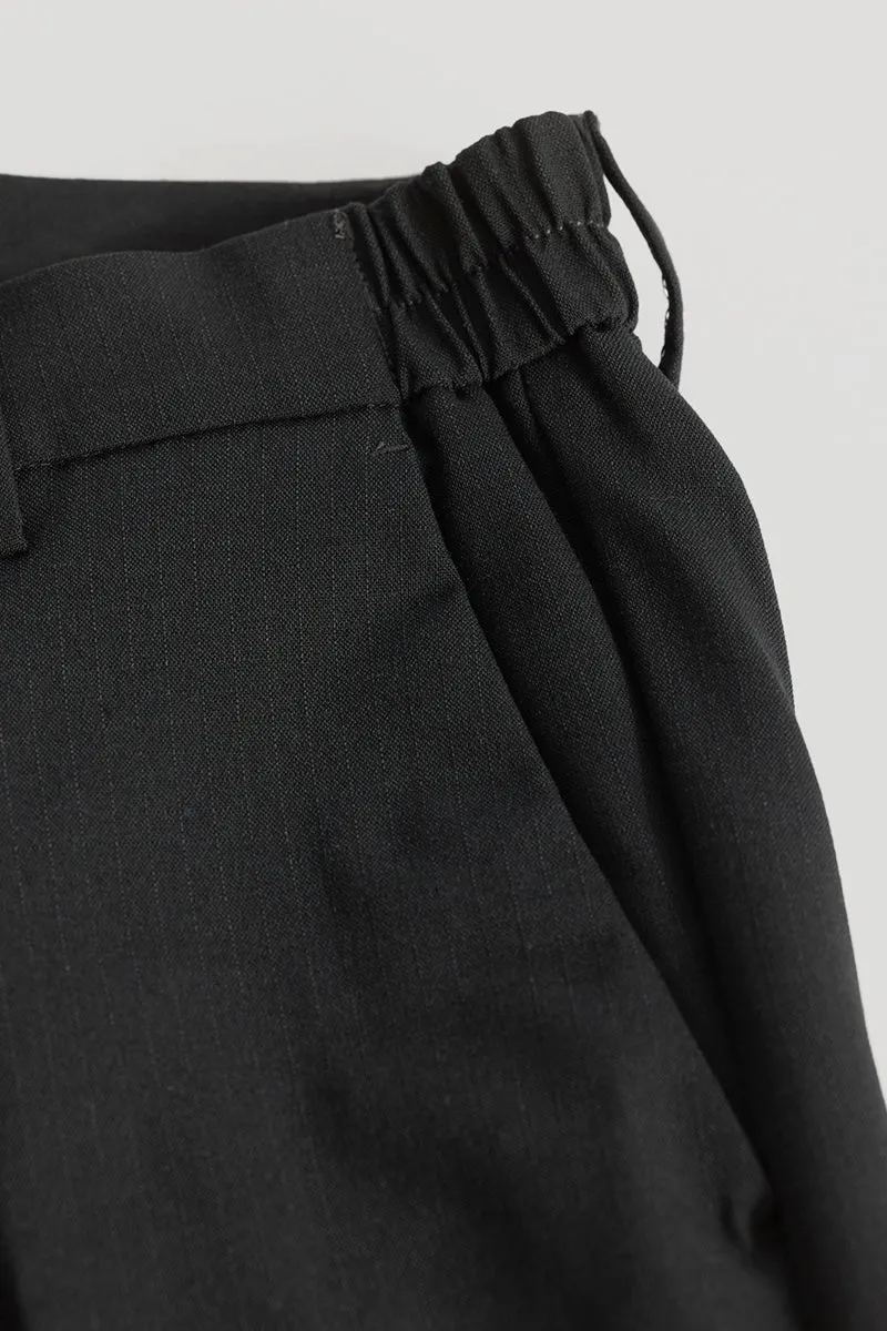 Ash Black Plain Slim Fit Trousers