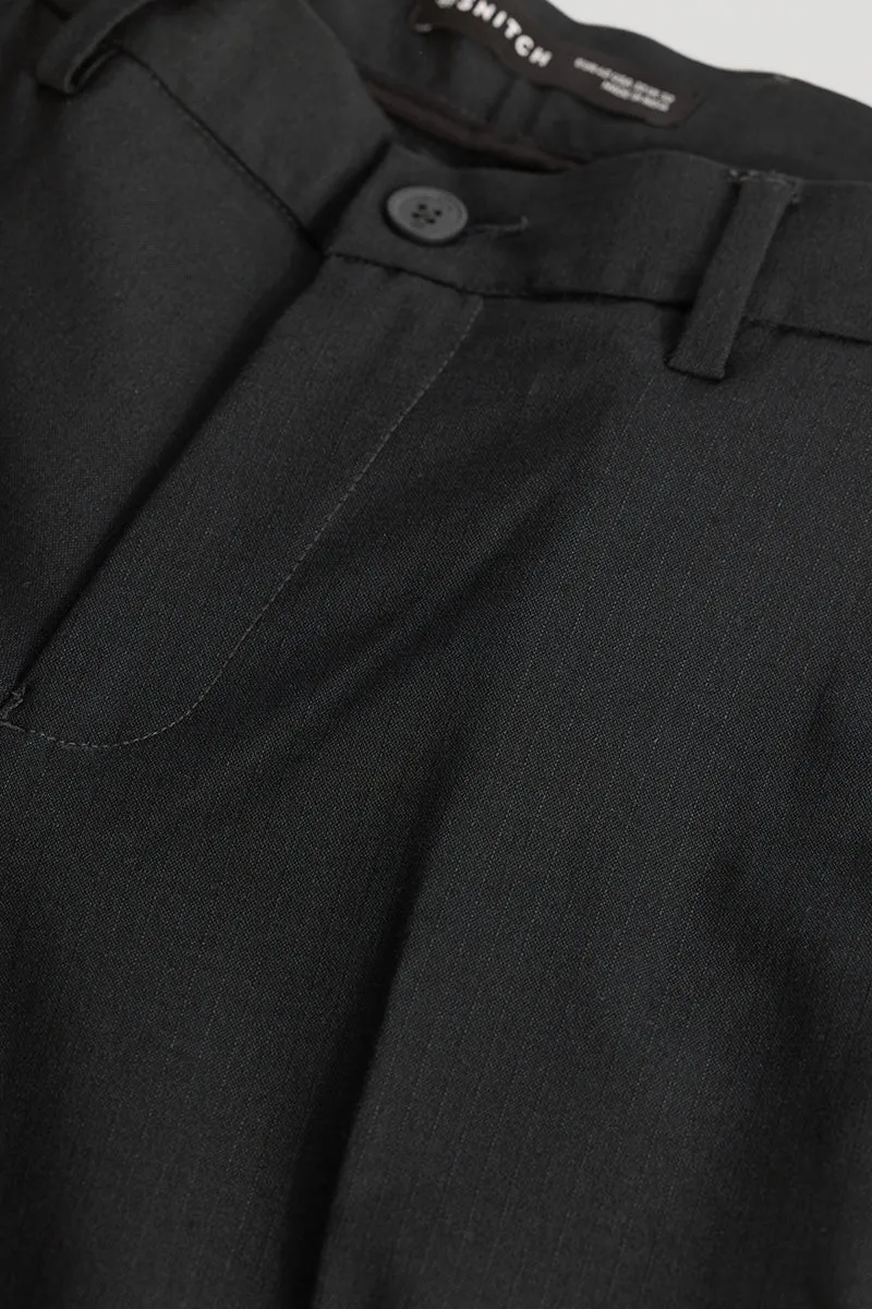 Ash Black Plain Slim Fit Trousers