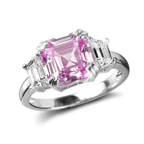 Asscher Pretty In Pink Ring