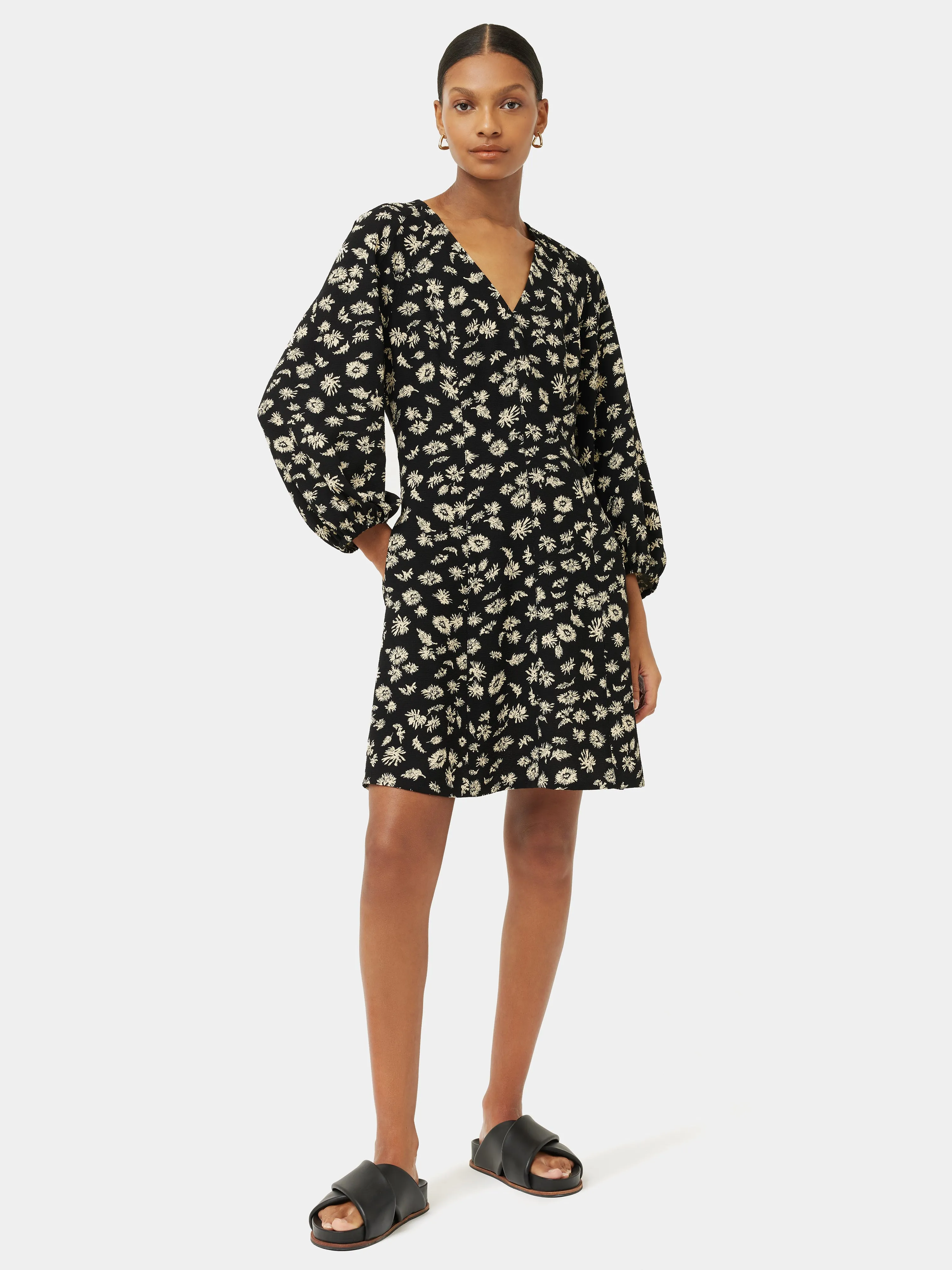 Aster Floral Short Dress | Black