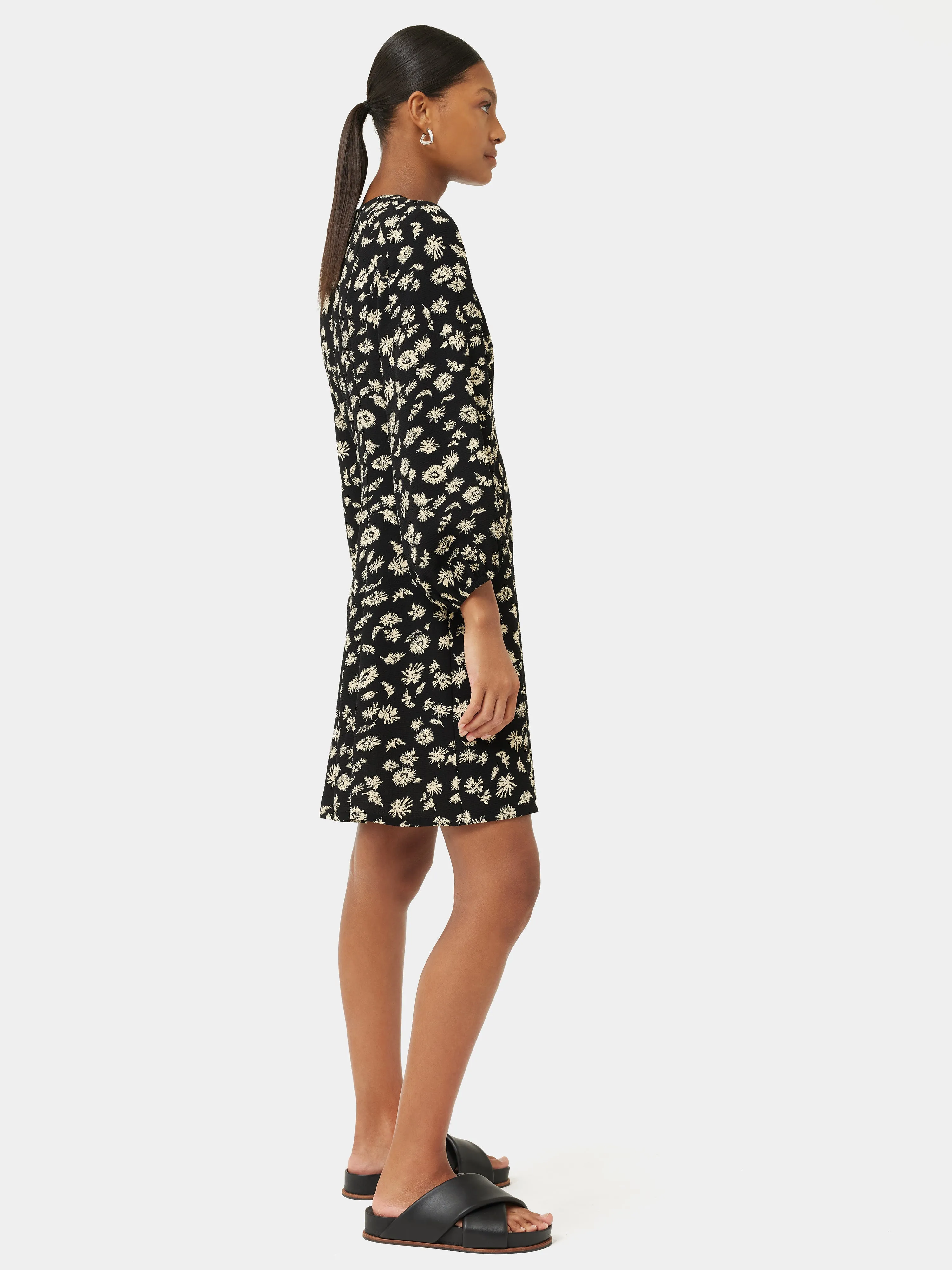 Aster Floral Short Dress | Black