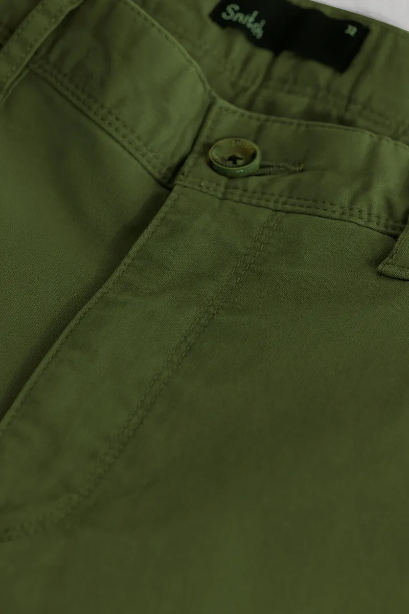 Astral Green Plain Slim Fit Chinos