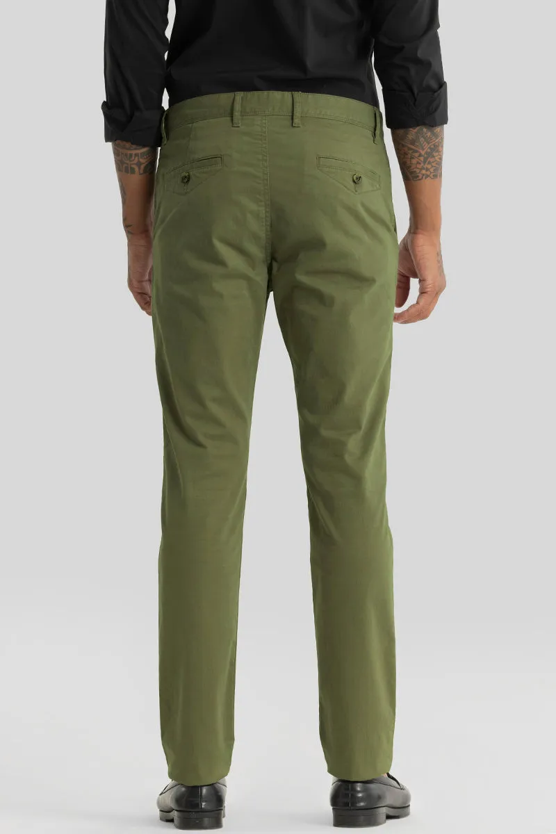 Astral Green Plain Slim Fit Chinos