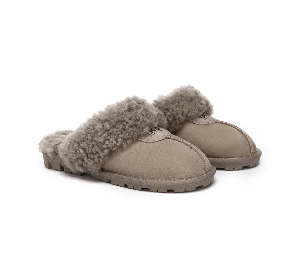 AUSTRALIAN SHEPHERD® UGG Double Faced Sheepskin Wool Slippers Waffle Curly