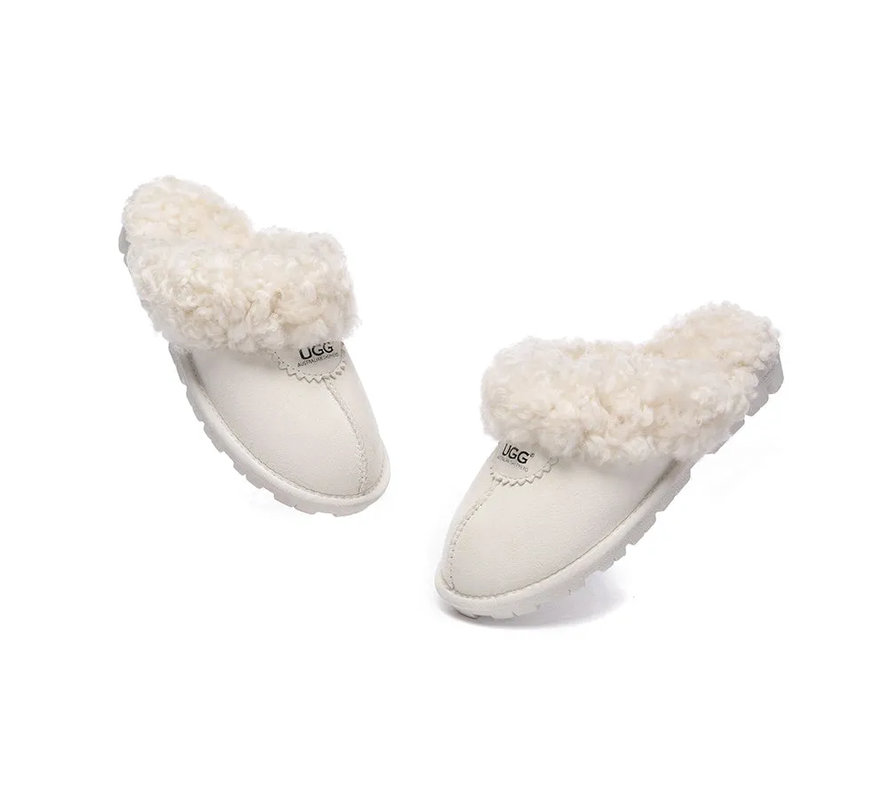 AUSTRALIAN SHEPHERD® UGG Double Faced Sheepskin Wool Slippers Waffle Curly