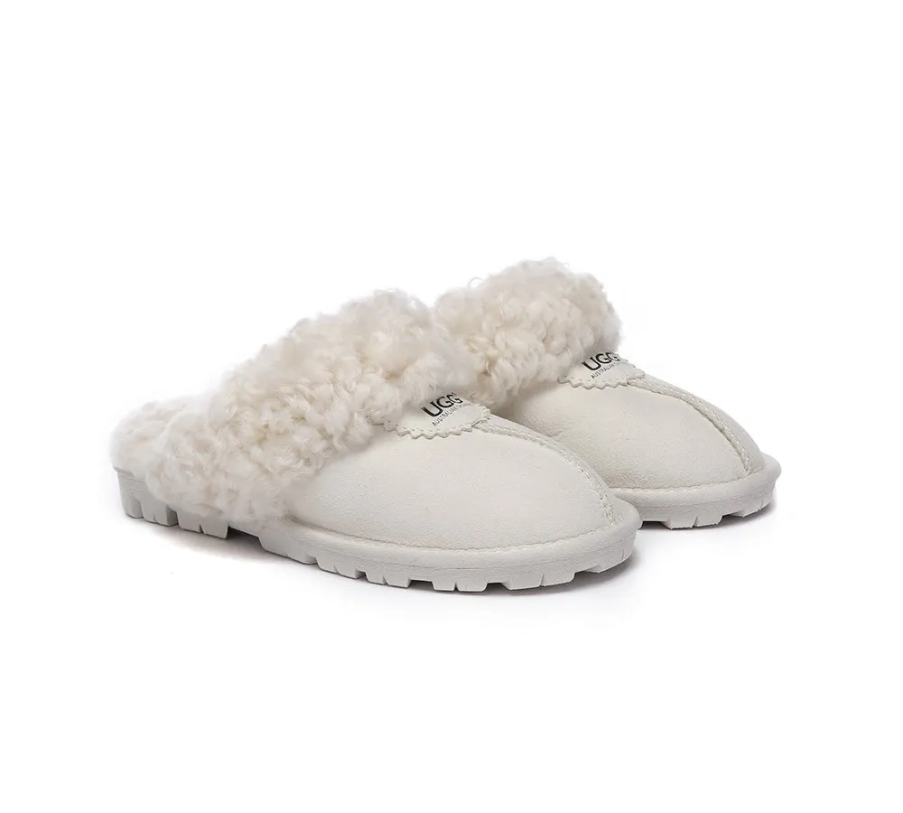 AUSTRALIAN SHEPHERD® UGG Double Faced Sheepskin Wool Slippers Waffle Curly