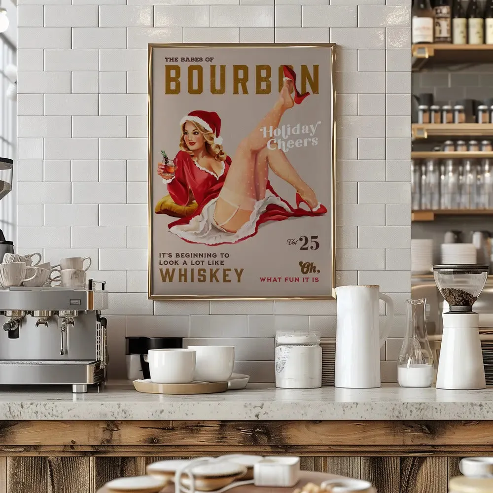 Babes of Bourbon Vol 25 Holiday Cheer Christmas Pinup - Stretched Canvas, Poster or Fine Art Print