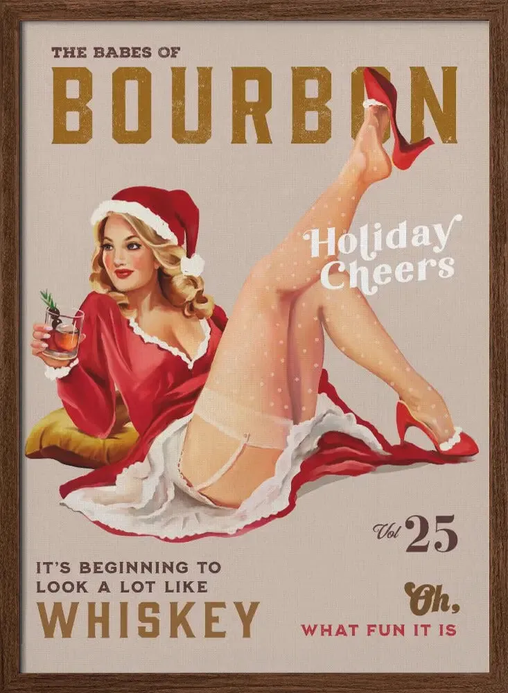 Babes of Bourbon Vol 25 Holiday Cheer Christmas Pinup - Stretched Canvas, Poster or Fine Art Print